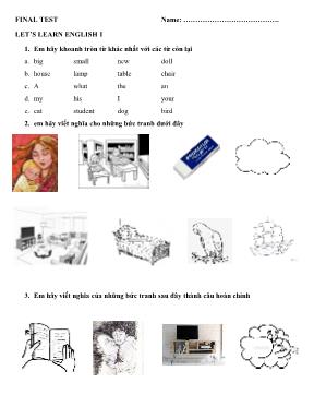 Đề thi học kỳ I môn Tiếng anh lớp 3